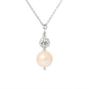 Diadema Womens – Freshwater Pearl Necklace – Love Jewelry Collection Silver Sterling – One Size