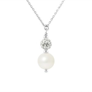 Diadema Womens – Freshwater Pearl Necklace – Love Jewelry Collection Silver Sterling – One Size