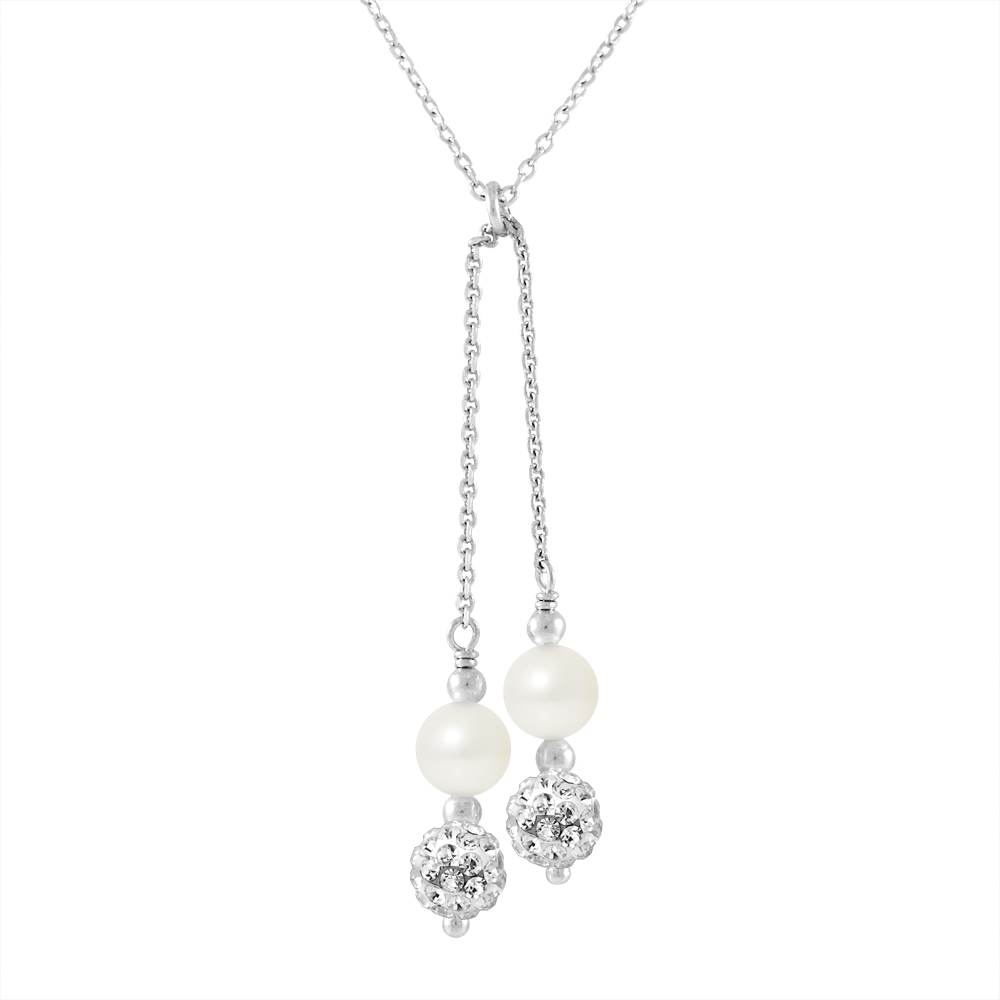 Diadema Womens - Freshwater Pearl Necklace - Love Jewelry Collection Silver Sterling - One Size