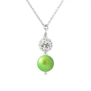 Diadema Womens – Necklace – White Crystal & Pearl – Love Jewelry Collection Silver Sterling – One Size