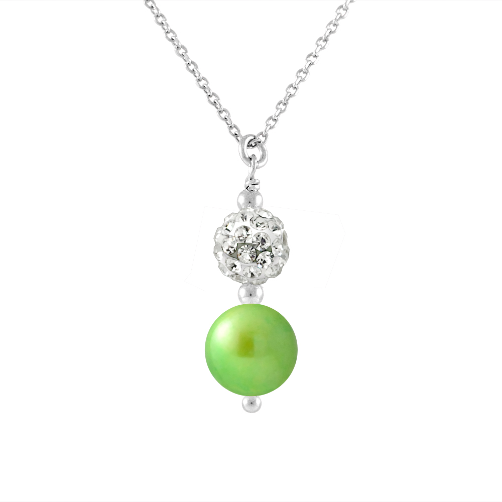 Diadema Womens - Necklace - White Crystal & Pearl - Love Jewelry Collection Silver Sterling - One Size