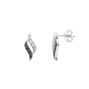 Diadema Womens – Earrings  White & Black – Love Jewelry Collection Silver Sterling – One Size
