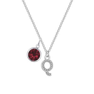 Pave Initial Q Necklace with Birthstone Charm Created with Zircondia® Crystals
