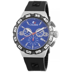 Calibre Mens Lancer Swiss Made Movement Watch Black Rubber Blue L3 Dial – One Size