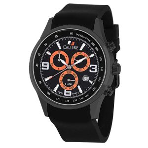 Calibre Mens Mauler Swiss Made Movement Watch Black Silicone Strap Dial – One Size