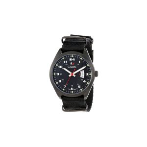 Calibre Mens Trooper Swiss Made Movement Watch Black Canvas Strap Dial – One Size