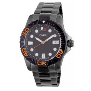 Calibre Mens Akron Swiss Made Movement Watch Black Stainless Steel Strap Dial – One Size