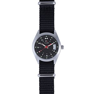 Calibre WoMens Trooper Lady Swiss Made Movement Watch Black Canvas Strap Dial – One Size