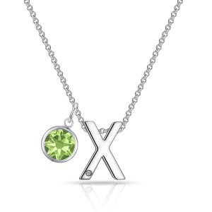 Initial X Necklace with Birthstone Charm Created with Zircondia® Crystals