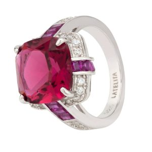 Latelita Womens Windsor Silver Ring Ruby – Red Sterling Silver – Size M