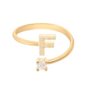 Latelita Womens Initial Ring Gold F – Yellow Sterling Silver – One Size