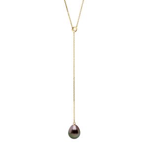 Ateliers Saint Germain Womens Necklace LASSO- Real Cultured Pearl Pear 8-9 mm – Yellow Gold – One Size