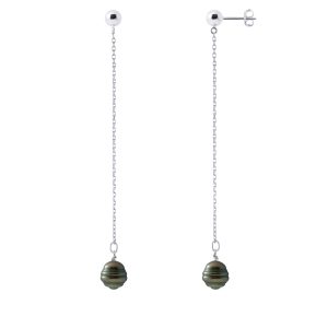 Diadema Womens – Earrings  Pending – Real Tahitian Pearls – Natural Silver – One Size
