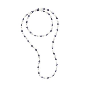 Ateliers Saint Germain Womens Long Necklace OPERA of Real Cultured Freshwater Pearls Baroque 8-9 mm – White/Grey – One Size
