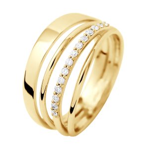 Diadema Womens – Ring – Prestige Jewelery – Diamonds – Yellow Gold – White – Size L 1/2