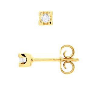 Diadema Womens – Earrings  Diamonds- Yellow Gold – White – One Size