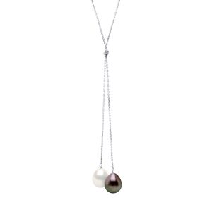 Ateliers Saint Germain Womens Necklace You & Me- Design KNOT- 2 Real Cultured Pearls Pear 9-10 mm – White White Gold – One Size