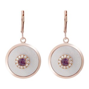 Orphelia ‘Fia’ WoMens 925 Sterling Silver Drop Earrings – Rose ZO-7293 – One Size