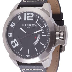 Haurex Italy Mens :storm black dial watch Leather – One Size