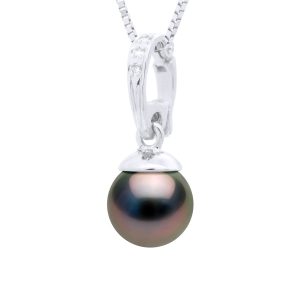 Ateliers Saint Germain Womens Beaded Pendant Openable White Gold and Real Cultured Tahiti Pearl Round 10-11 mm – One Size