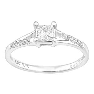 Diamant L’Eternel Womens 18ct White Gold Ring With 0.5ct Diamond – Size J