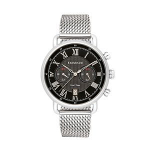 Thomas Earnshaw Investigator Multi-Function Dual Time Mens Japanese Quartz Jet Black Watch ES-8194-11 – Silver – One Size
