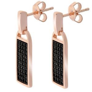 Orphelia WoMens 925 Sterling Silver Drop Earrings – Black/Rose ZO-6045 – Black & Rose Gold – One Size
