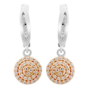 Orphelia ‘Leanna’ WoMens 925 Sterling Silver Drop Earrings – Silver/Rose ZO-7120 – Silver & Rose Gold – One Size