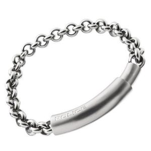 Police Mens : “CLEAR” Bracelet – Silver Leather – One Size