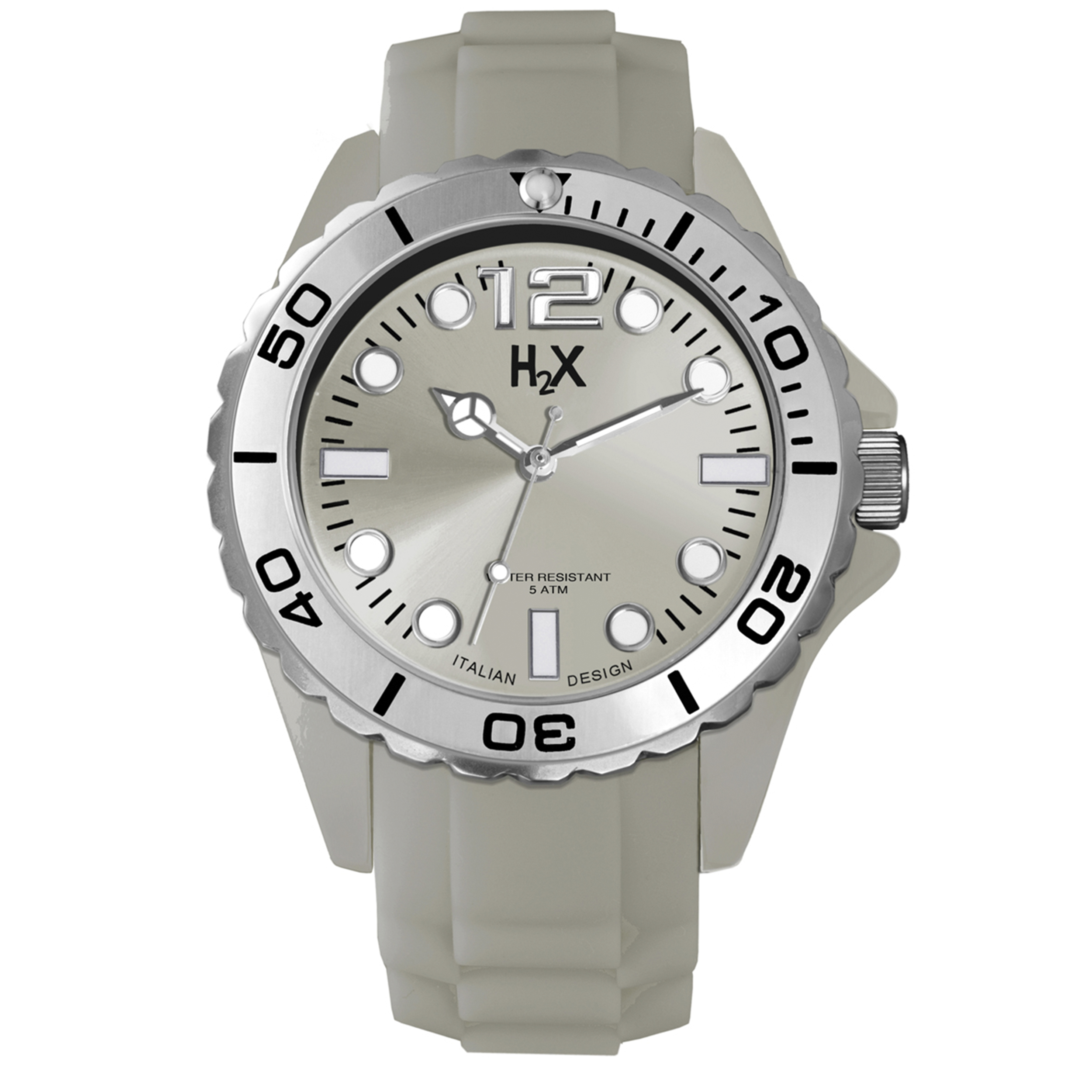 Haurex Italy Mens sc382uc2 reef silver luminous dial rotating bezel grey sil... - One Size