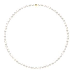 Diadema Womens – Necklace – Real Freshwater Pearls – White – Yellow Gold – One Size