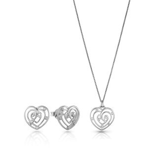 Orphelia ‘Euphoria’ WoMens 925 Sterling Silver Set: Chain-Pendant + Earrings – SET-7522 – One Size