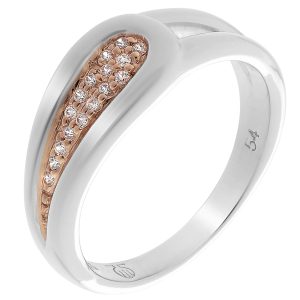 Orphelia WoMens 925 Sterling Silver Ring – Silver/Rose ZR-7228 – Silver & Rose Gold – Size N