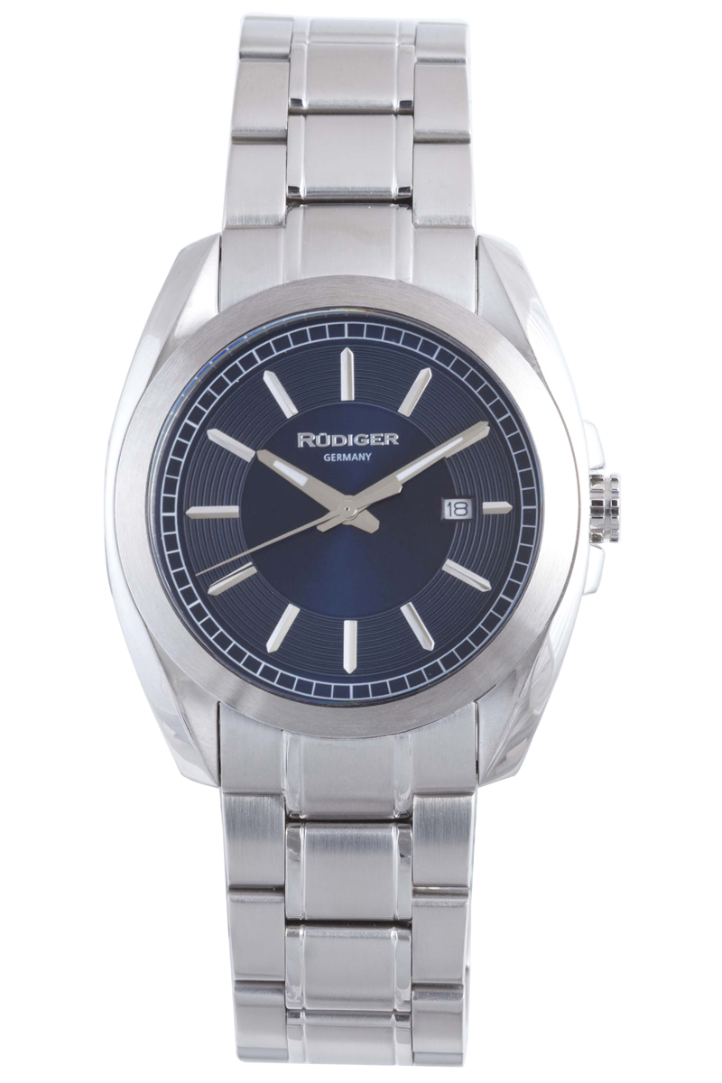 Rudiger : Mens Dresden Blue Watch - Silver Stainless Steel - One Size