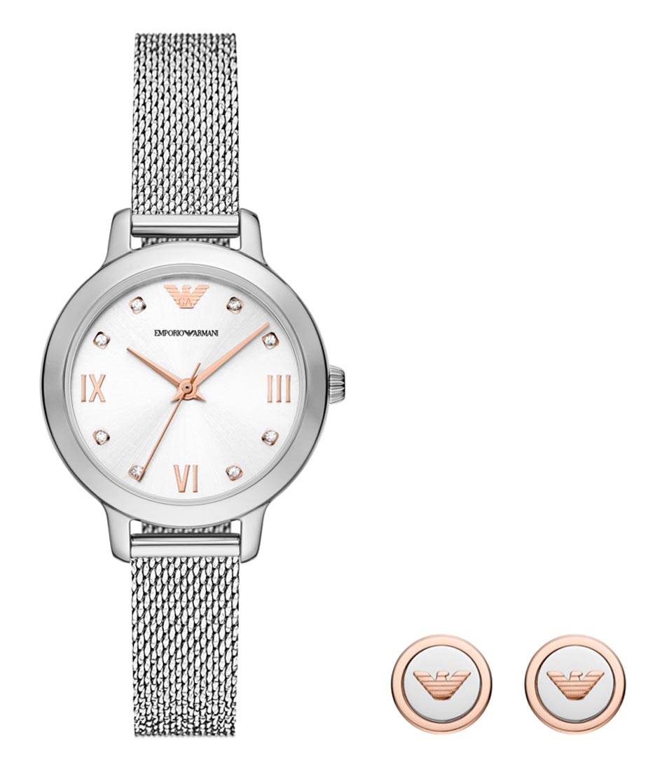 Emporio Armani Cleo WoMens Silver Watch AR80065SET Stainless Steel (archived) - One Size