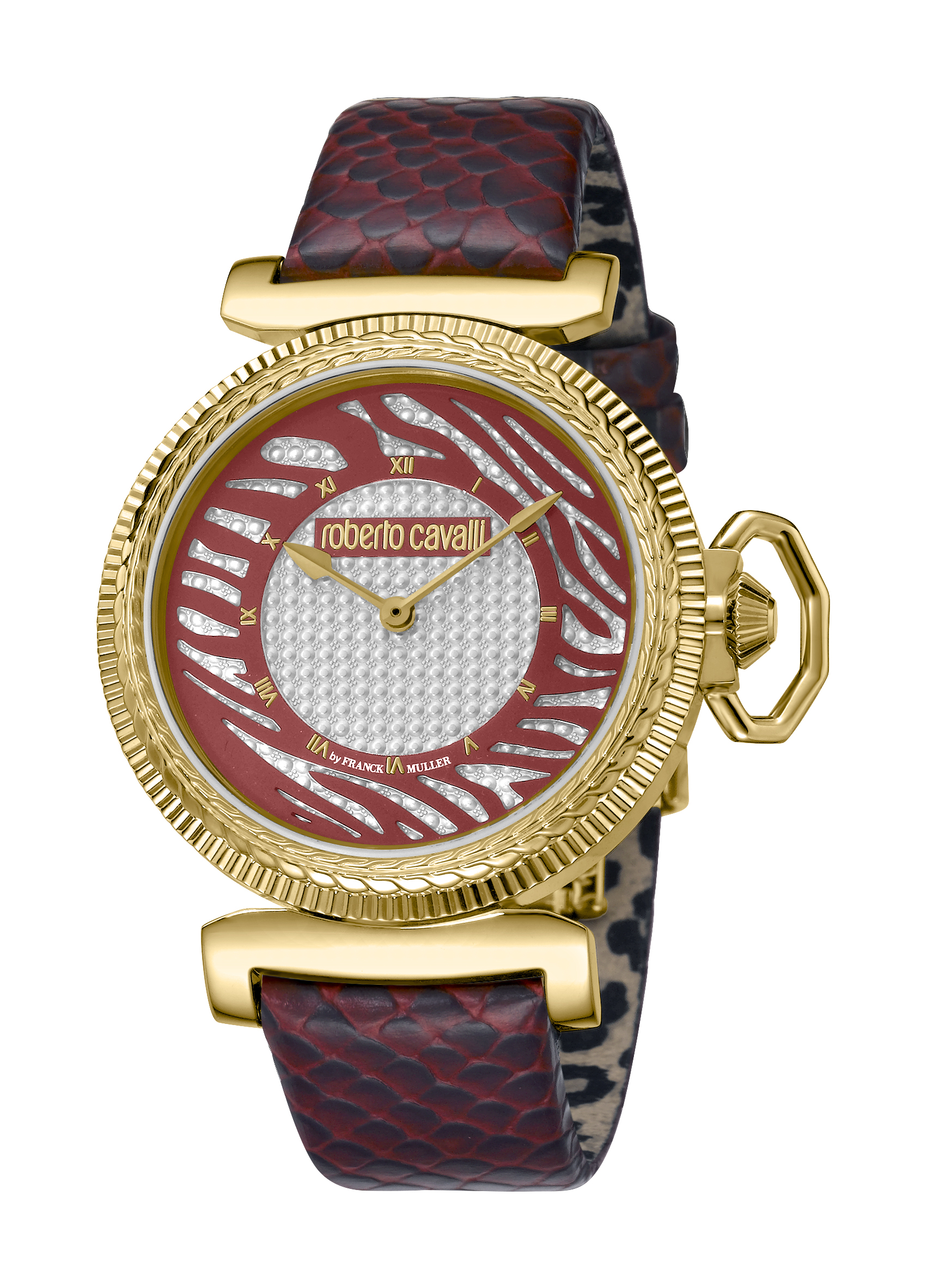 Roberto Cavalli Womens :Ladies silver dial burgundy watch Leather - One Size