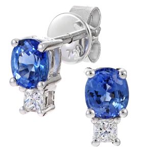 Diamant L’Eternel Womens 18ct White Gold Ladies 10pt Diamond and Sapphire Earrings – One Size