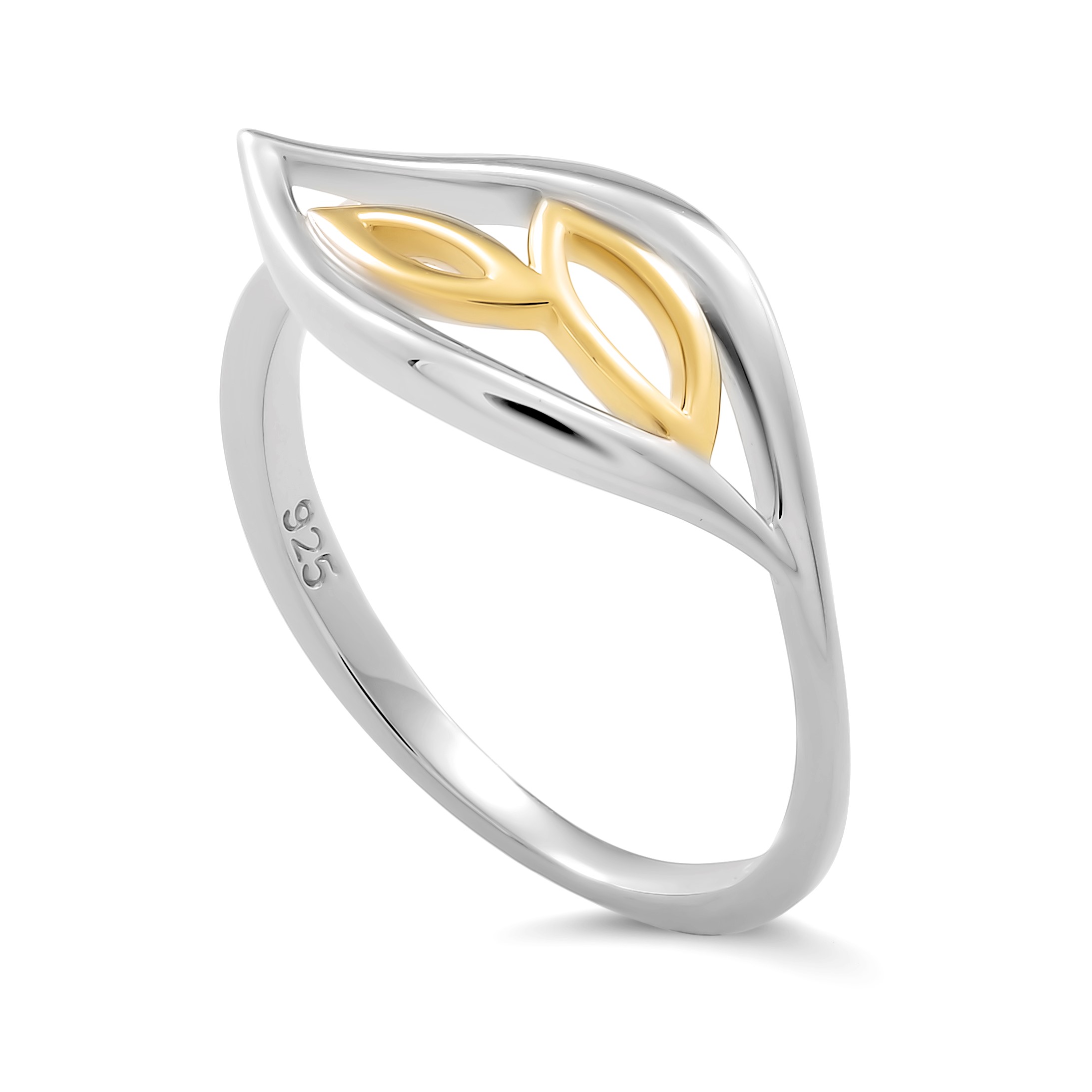 Orphelia 'Charlotte' WoMens 925 Sterling Silver Ring - Silver/Gold ZR-7523 - Silver & Gold - Size Q