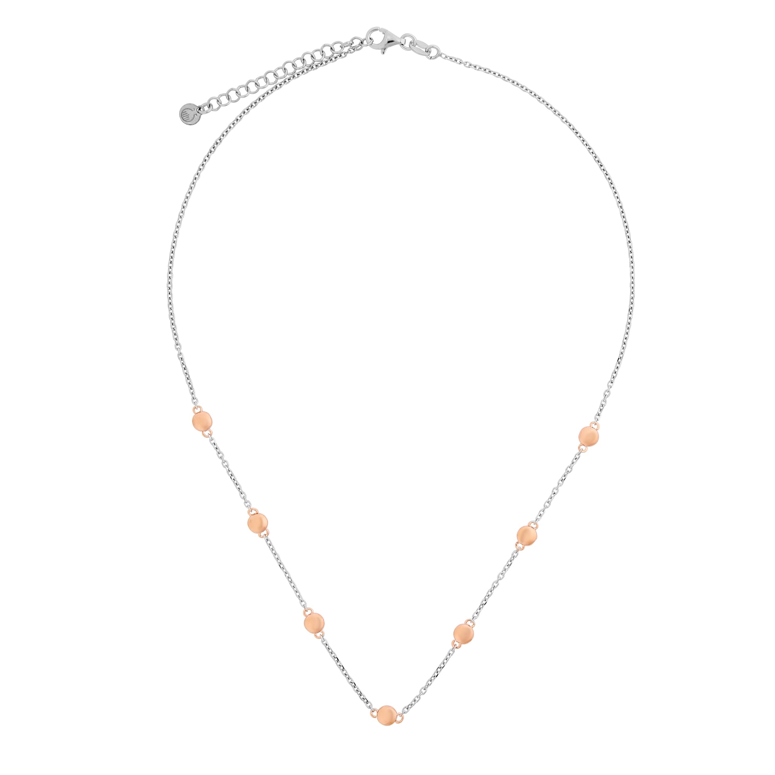 Orphelia WoMens 925 Sterling Silver Necklace - Silver/Rose ZK-7385/40 - Silver & Rose Gold - One Size
