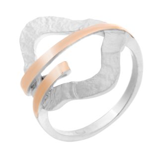Orphelia WoMens 925 Sterling Silver Ring – Silver/Rose ZR-7207 – Silver & Rose Gold – Size K