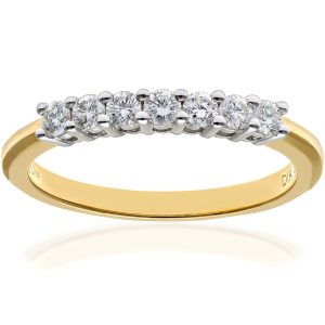 Diamant L’Eternel Womens 18ct Yellow Gold 0.33ct Certified IJ/I Diamond Claw Set Half Eternity Ring – Size O