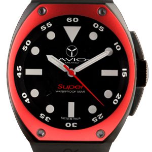 Avio Milano : mens super black watch Rubber – One Size