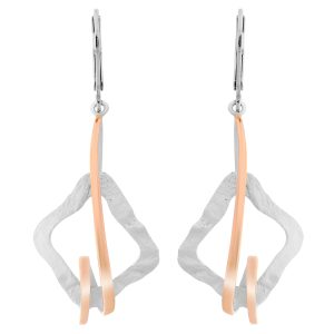 Orphelia ‘Lamara’ WoMens 925 Sterling Silver Drop Earrings – Silver/Rose ZO-7207 – Silver & Rose Gold – One Size