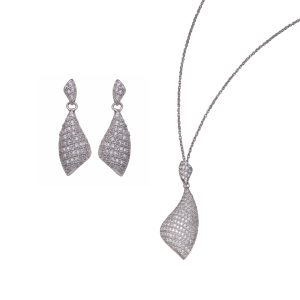 Orphelia WoMens 925 Sterling Silver Set: Chain-Pendant + Earrings – SET-5884 – One Size
