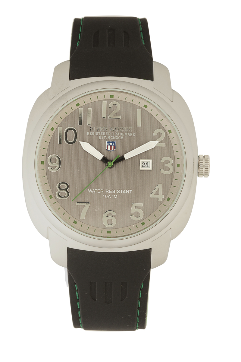 River Woods : Mens Grey Watch - Black Rubber - One Size