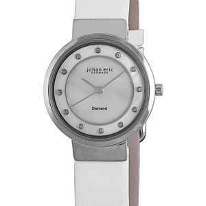 Johan Eric : arhus diamond WoMens mother of pearl watch.. – White Leather – One Size