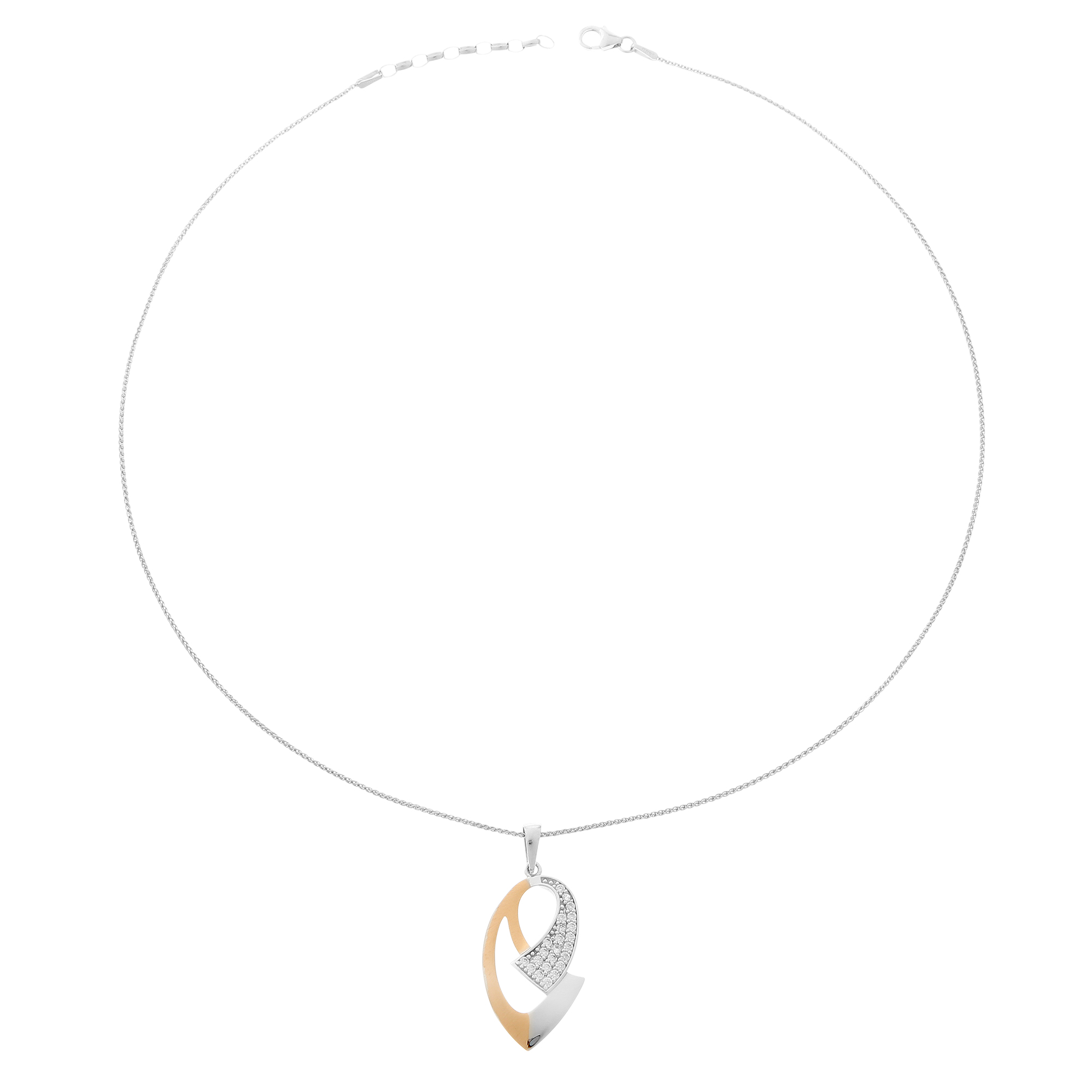 Orphelia WoMens 925 Sterling Silver Chain with Pendant - Silver/Rose ZH-6004 - Silver & Rose Gold - One Size