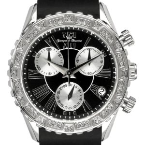 Yonger & Bresson Womens and Black Dial Silver Case Watch Rubber – One Size