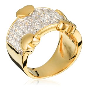 Orphelia WoMens 925 Sterling Silver Ring – Gold ZR-3605-GOLD – Size K