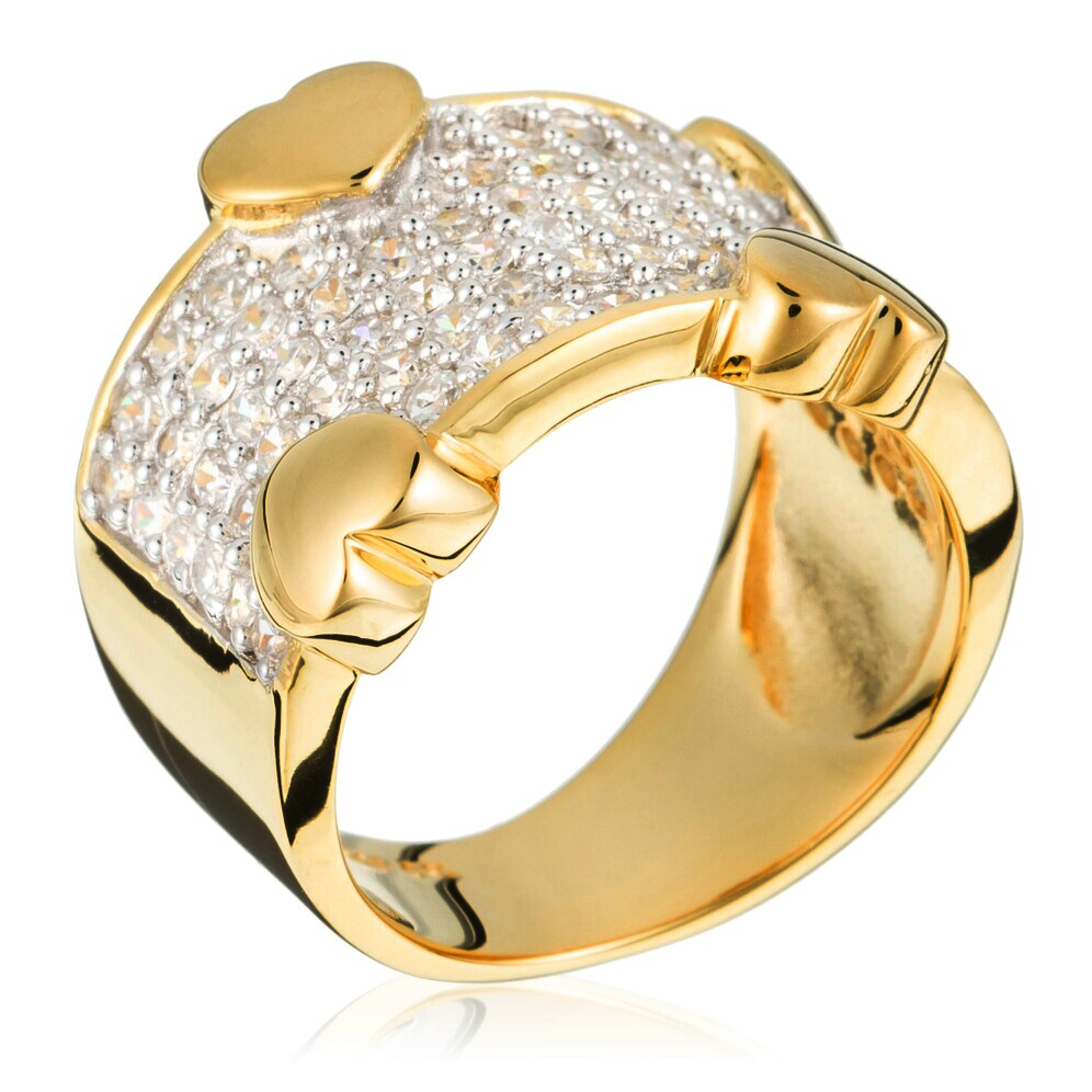 Orphelia WoMens 925 Sterling Silver Ring - Gold ZR-3605-GOLD - Size K